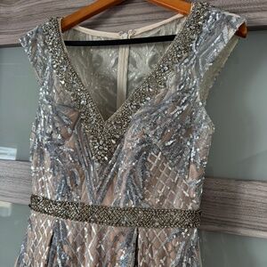 Mac Duggal Silver Dress